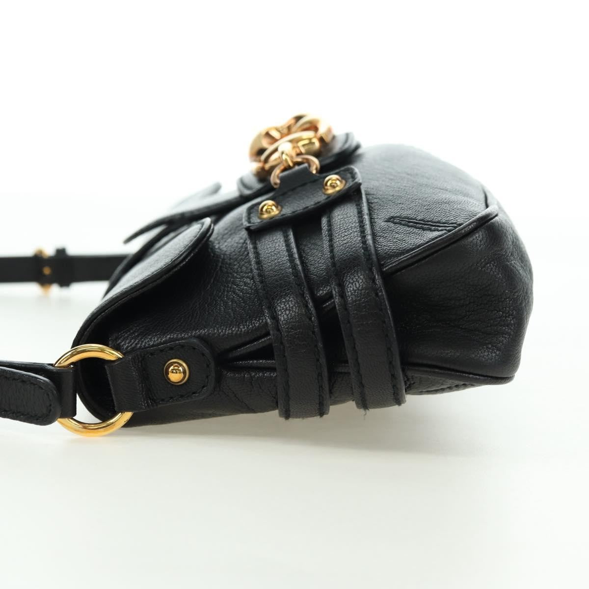 Gucci Horsebit Shoulder Bag Gg Canvas And Leather Black Leather Shoulder Bag Bag (Authentic Pre-Loved)
