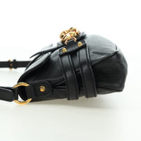 Gucci Horsebit Shoulder Bag Gg Canvas And Leather Black Leather Shoulder Bag Bag (Authentic Pre-Loved)