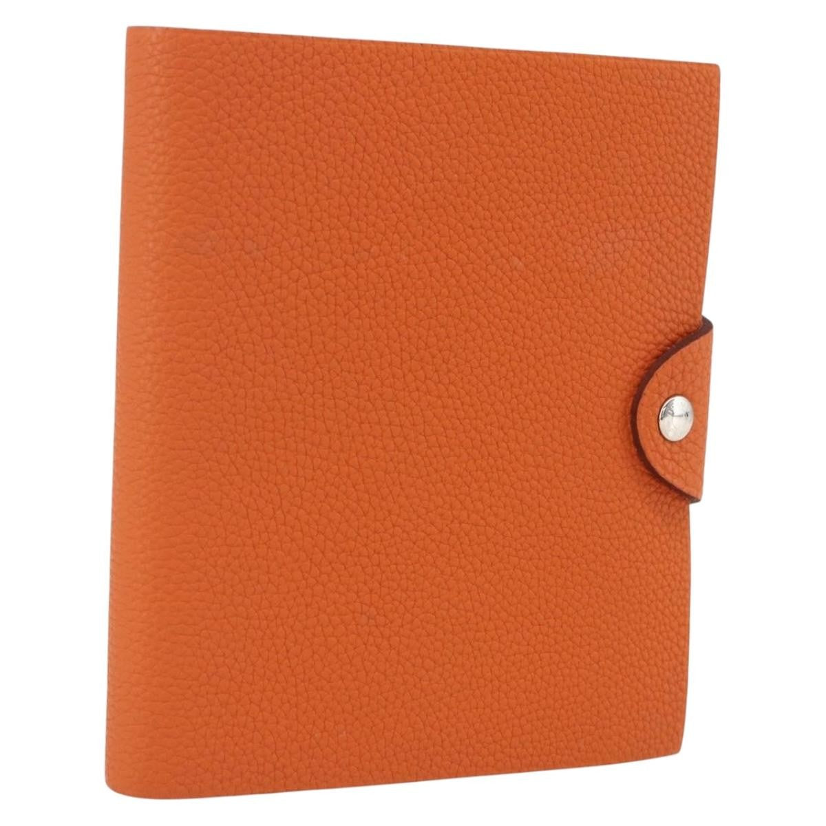 Hermes Ulysse Agenda Cover Leather Orange Leather Clutche & Pouche Bag (Authentic Pre-Loved)