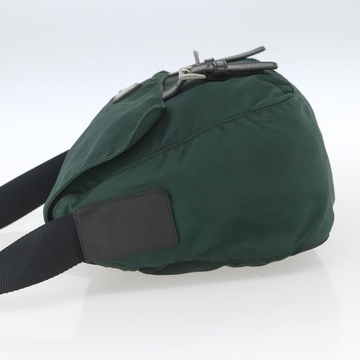Prada Double Buckle Flap Messenger Bag Tessuto Green Nylon Shoulder Bag Bag (Authentic Pre-Loved)