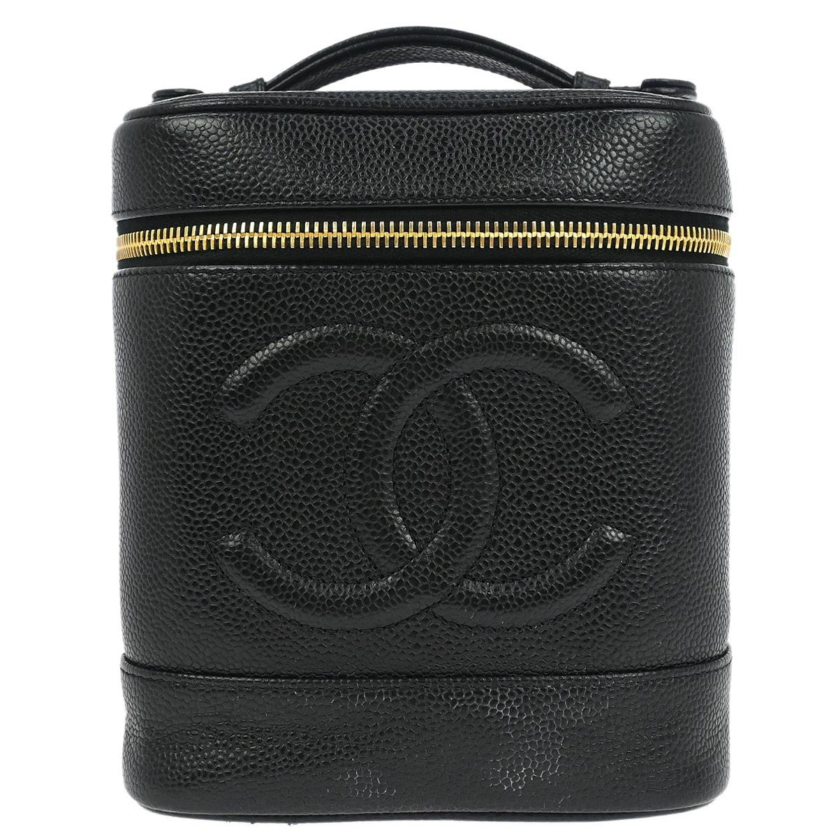 Chanel Vintage Timeless Cosmetic Case Caviar Black Leather Handbag (Authentic Pre-Loved)