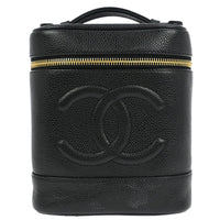 Chanel Vintage Timeless Cosmetic Case Caviar Black Leather Handbag (Authentic Pre-Loved)
