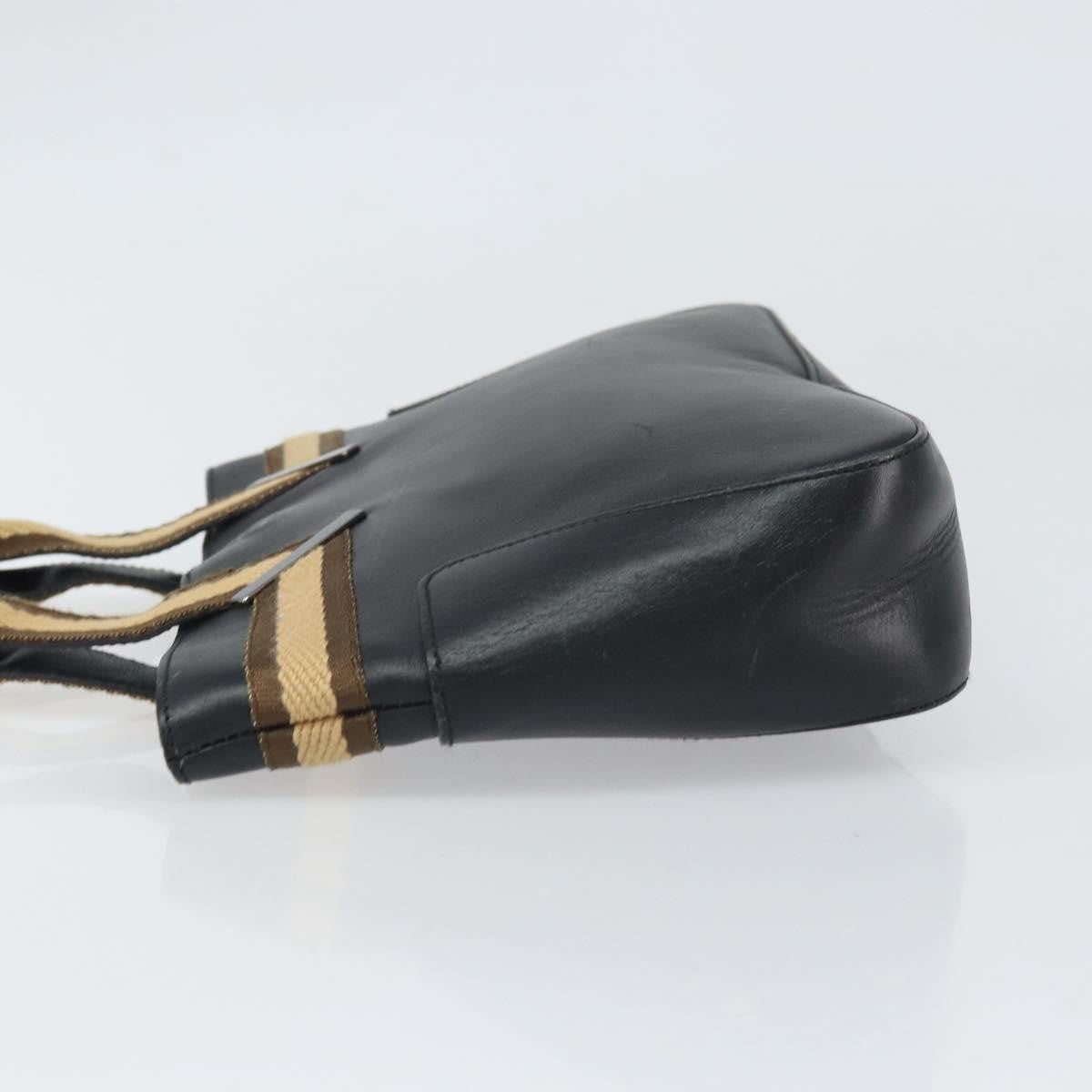 Gucci Vintage Web Tote Leather Black Leather Tote Bag Bag (Pre-Loved)