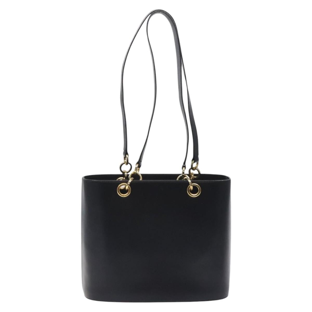 Salvatore Ferragamo Vintage Tote Bag Leather Black Leather Tote Bag Bag (Authentic Pre-Loved)