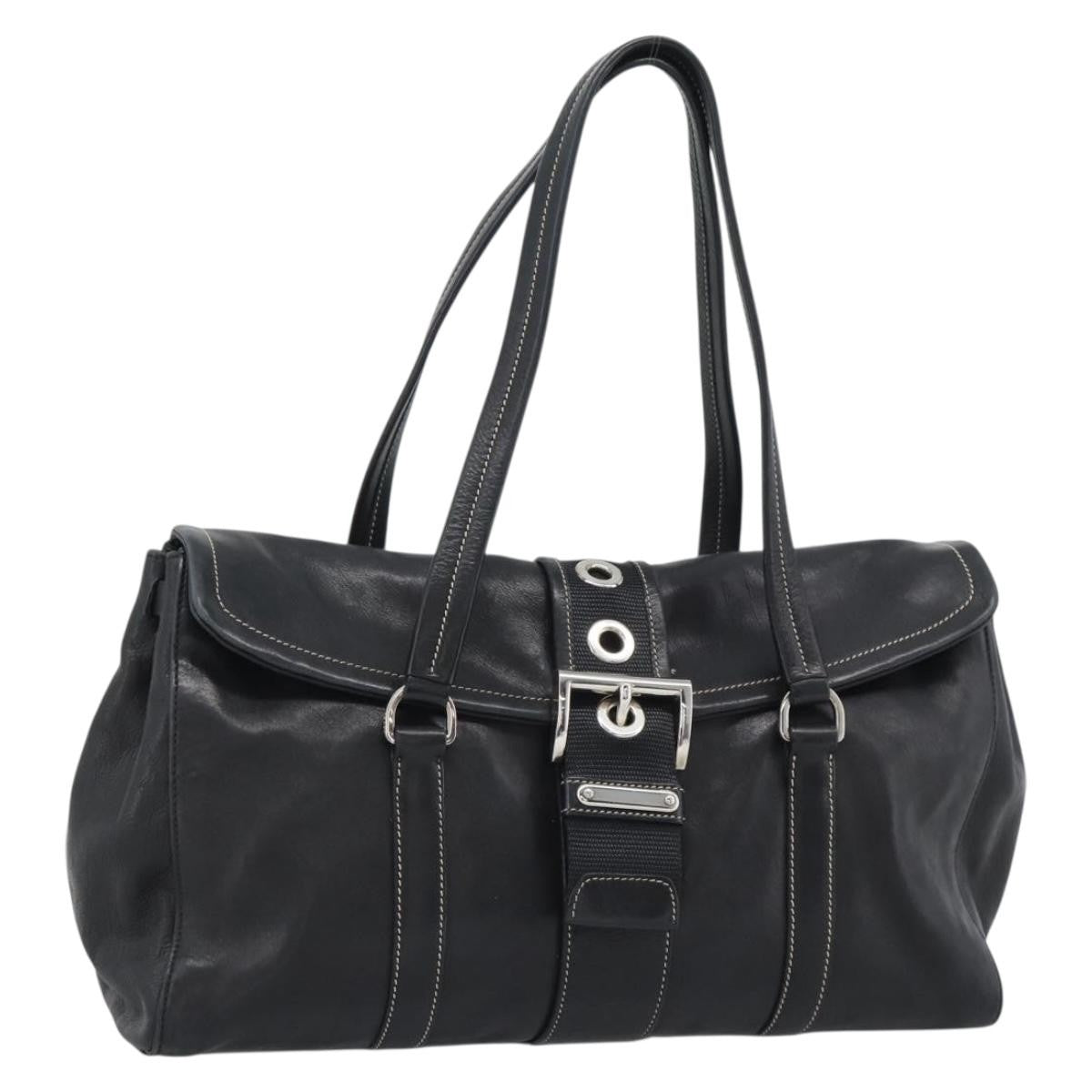 Prada Prada Convertible Shopping Tote Saffiano Leather Saffiano Leather Black Leather Tote Bag Bag (Authentic Pre-Loved)