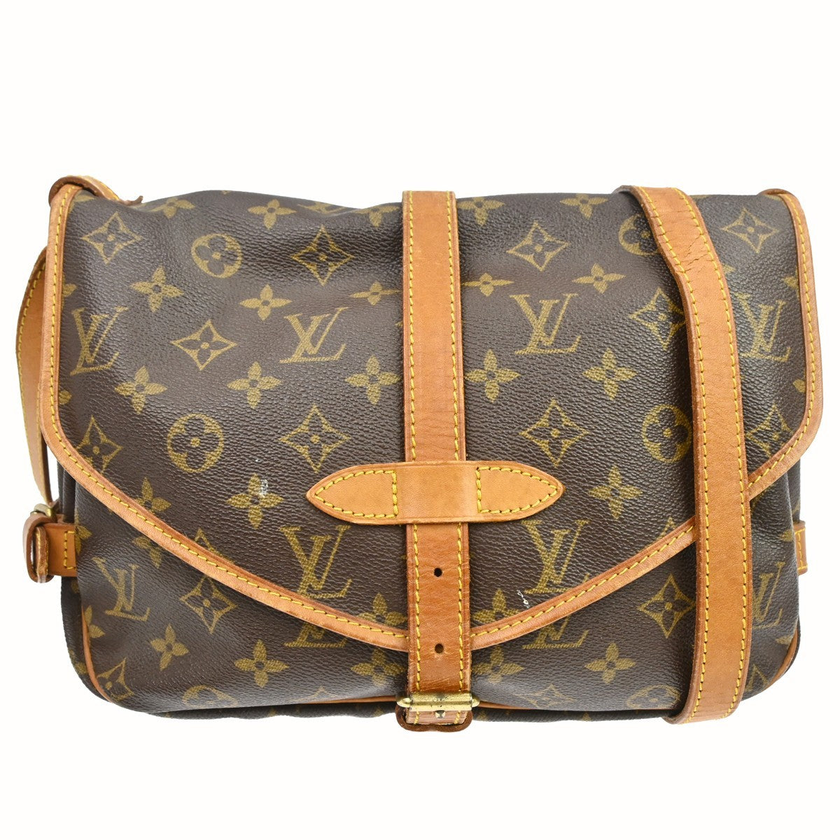 Louis Vuitton Saumur Handbag Monogram Canvas Brown Canvas Shoulder Bag Bag (Pre-Loved)