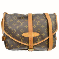 Louis Vuitton Saumur Handbag Monogram Canvas Brown Canvas Shoulder Bag Bag (Pre-Loved)