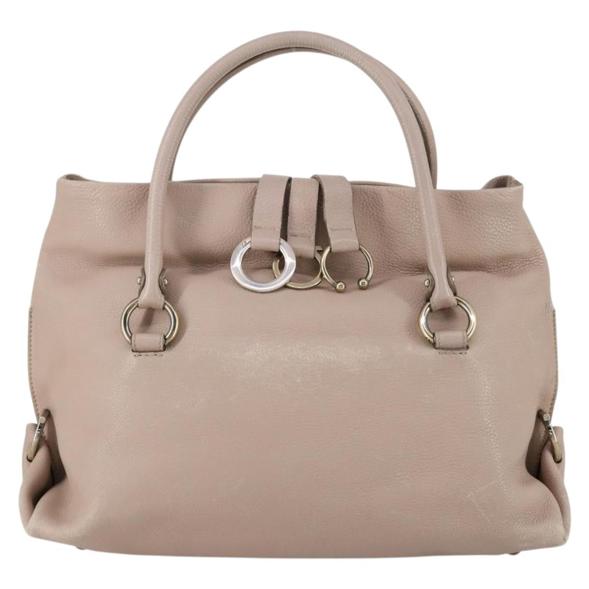 Salvatore Ferragamo Gancini Shoulder Bag Leather Beige Leather Shoulder Bag Bag (Authentic Pre-Loved)