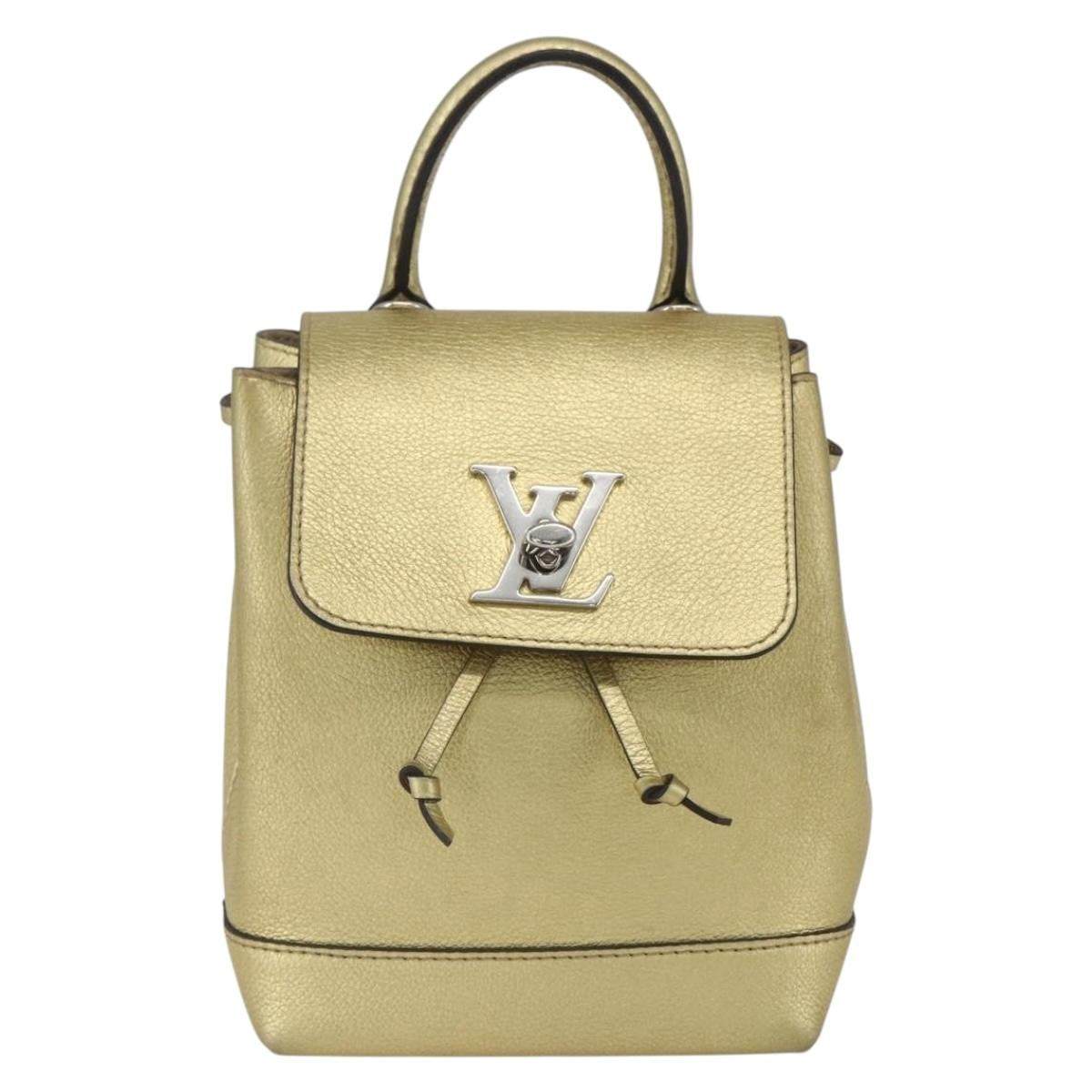 Louis Vuitton Lockme Backpack Leather Gold Leather Backpack Bag (Authentic Pre-Loved)