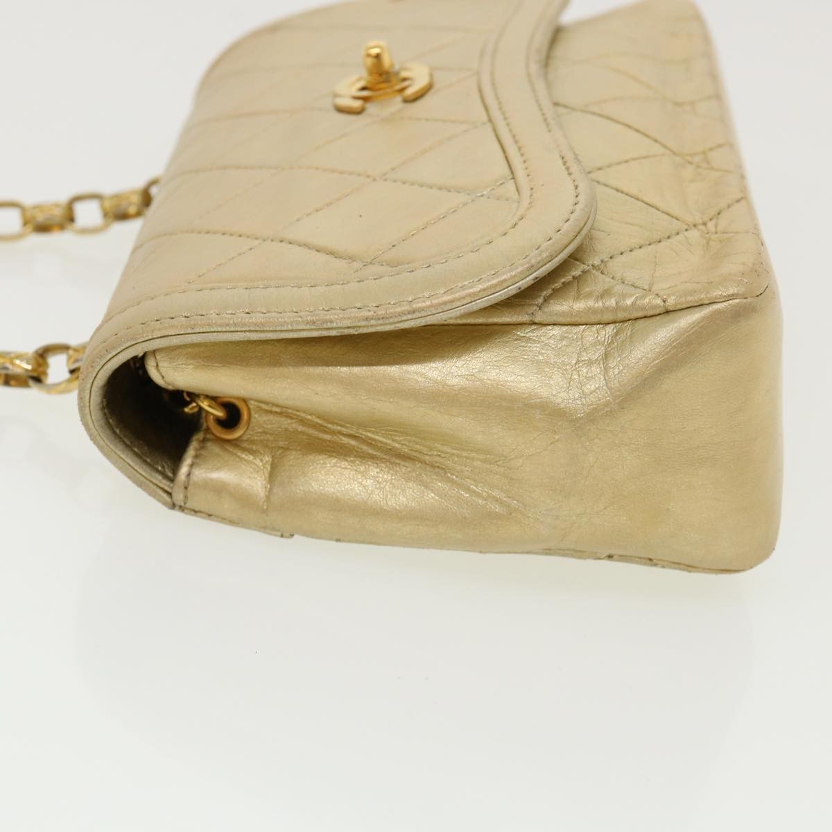 Chanel Vintage Cc Chain Flap Bag Quilted Lambskin Gold Leather Shoulder Bag Bag (Pre-Loved)