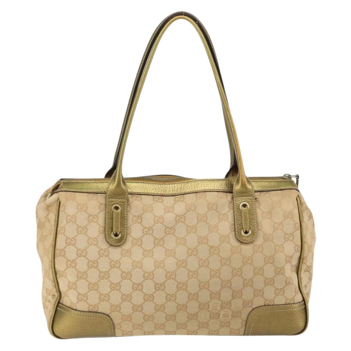 Gucci Princy Zip Tote Gg Canvas Beige Canvas Shoulder Bag Bag (Pre-Loved)