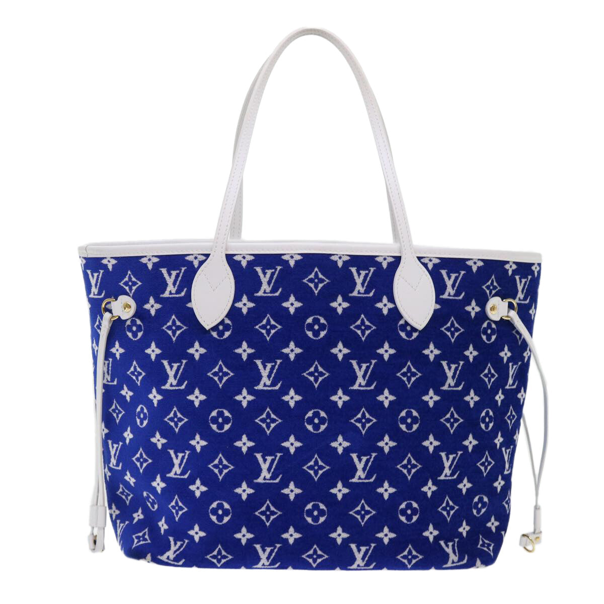 Louis Vuitton Neverfull Nm Tote Lv Match Monogram Jacquard Velvet Blue Velvet Tote Bag Bag (Authentic Pre-Loved)