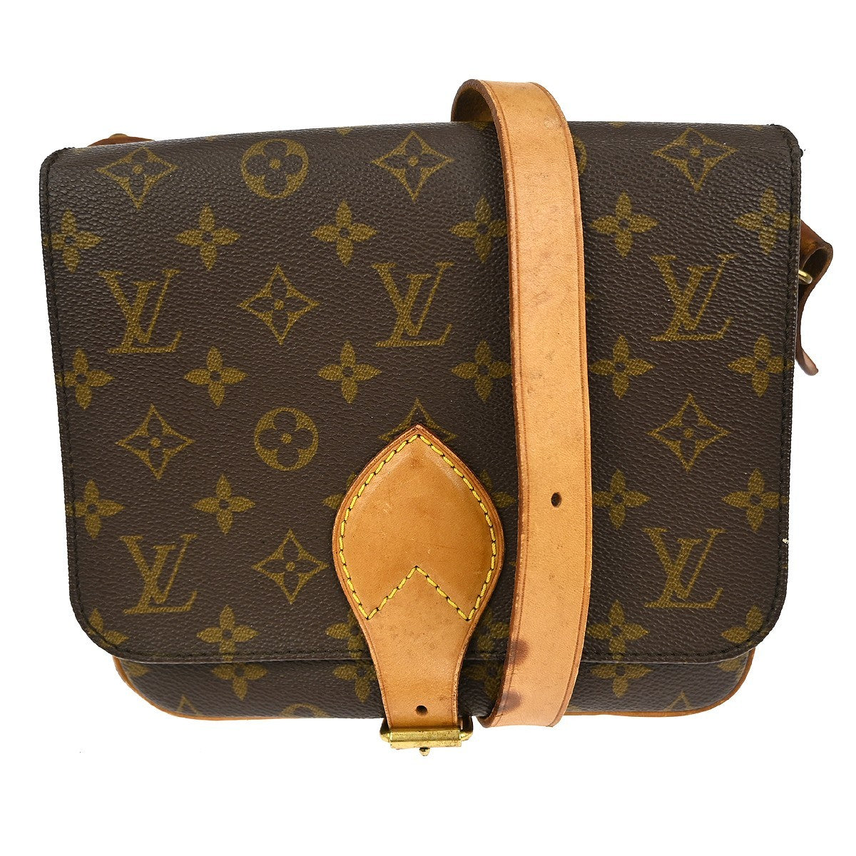 Louis Vuitton Cartouchiere Handbag Monogram Canvas Brown Canvas Shoulder Bag Bag (Authentic Pre-Loved)