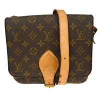 Louis Vuitton Cartouchiere Handbag Monogram Canvas Brown Canvas Shoulder Bag Bag (Authentic Pre-Loved)