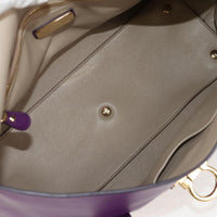 Salvatore Ferragamo Gancini Lock Flap Tote Leather Purple Leather Handbag (Authentic Pre-Loved)