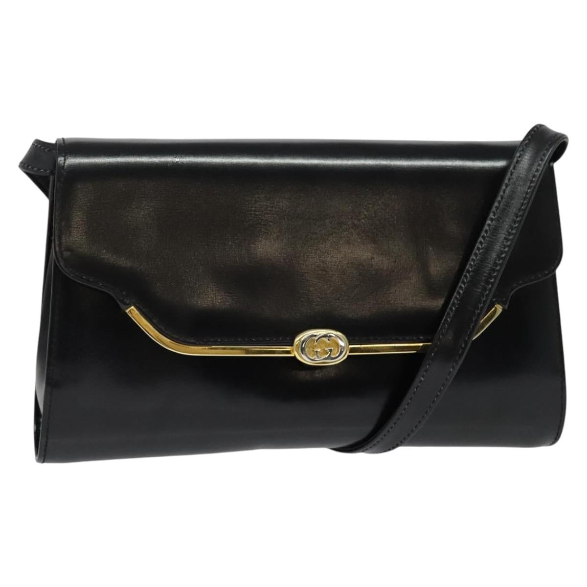 Gucci Vintage Shoulder Bag Leather Black Leather Shoulder Bag Bag (Pre-Loved)