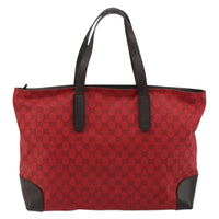 Gucci Gucci Original Zip Tote Gg Canvas With Leather Red Canvas Tote Bag Bag (Pre-Loved)