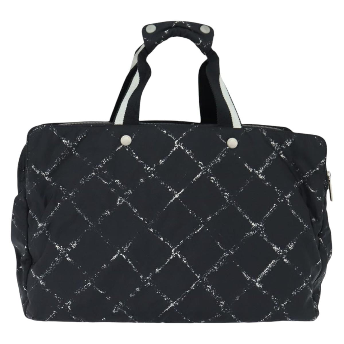 Chanel Travel Line Boston Bag Printed Nylon Black Nylon Travel Bag Bag (Authentic Pre-Loved)