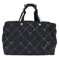 Chanel Travel Line Boston Bag Printed Nylon Black Nylon Travel Bag Bag (Authentic Pre-Loved)