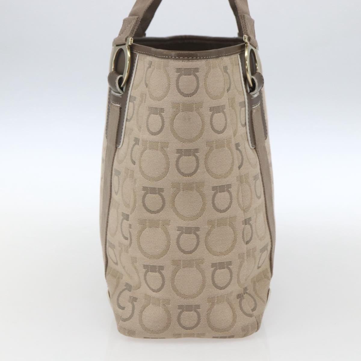 Salvatore Ferragamo Gancini Tote Gancini Canvas Beige Canvas Tote Bag Bag (Authentic Pre-Loved)