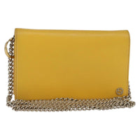 Gucci Betty Chain Wallet Leather Yellow Leather Clutche & Pouche Bag (Authentic Pre-Loved)
