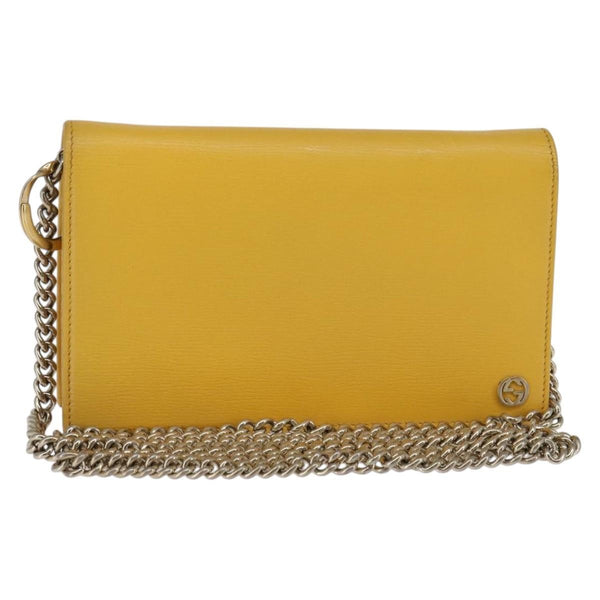 Gucci Betty Chain Wallet Leather Yellow Leather Clutche & Pouche