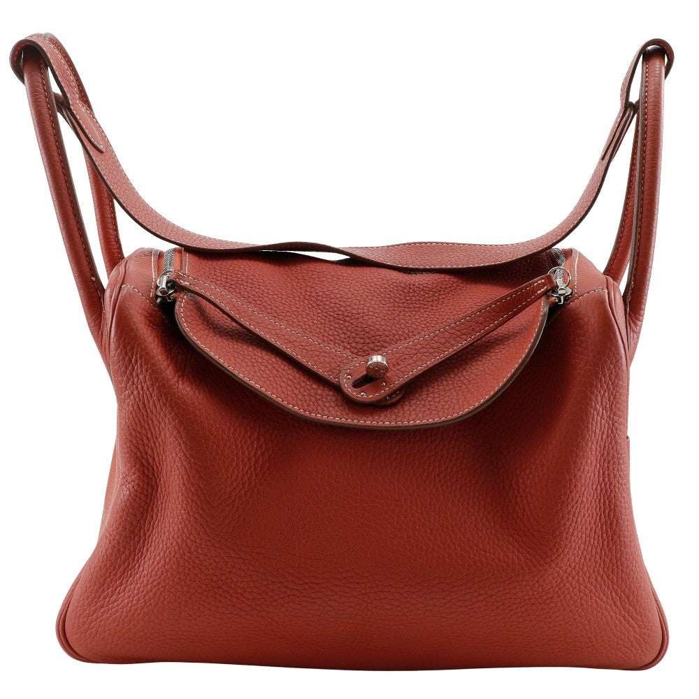 Hermes Lindy Bag Togo Orange Leather Shoulder Bag Bag (Authentic Pre-Loved)