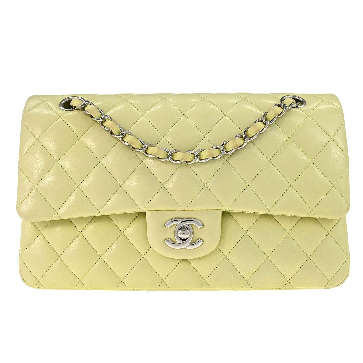 Chanel Timeless - Classic Double Flap Bag Quilted Lambskin Green Leather Shoulder Bag Bag (Authentic Pre-Loved)