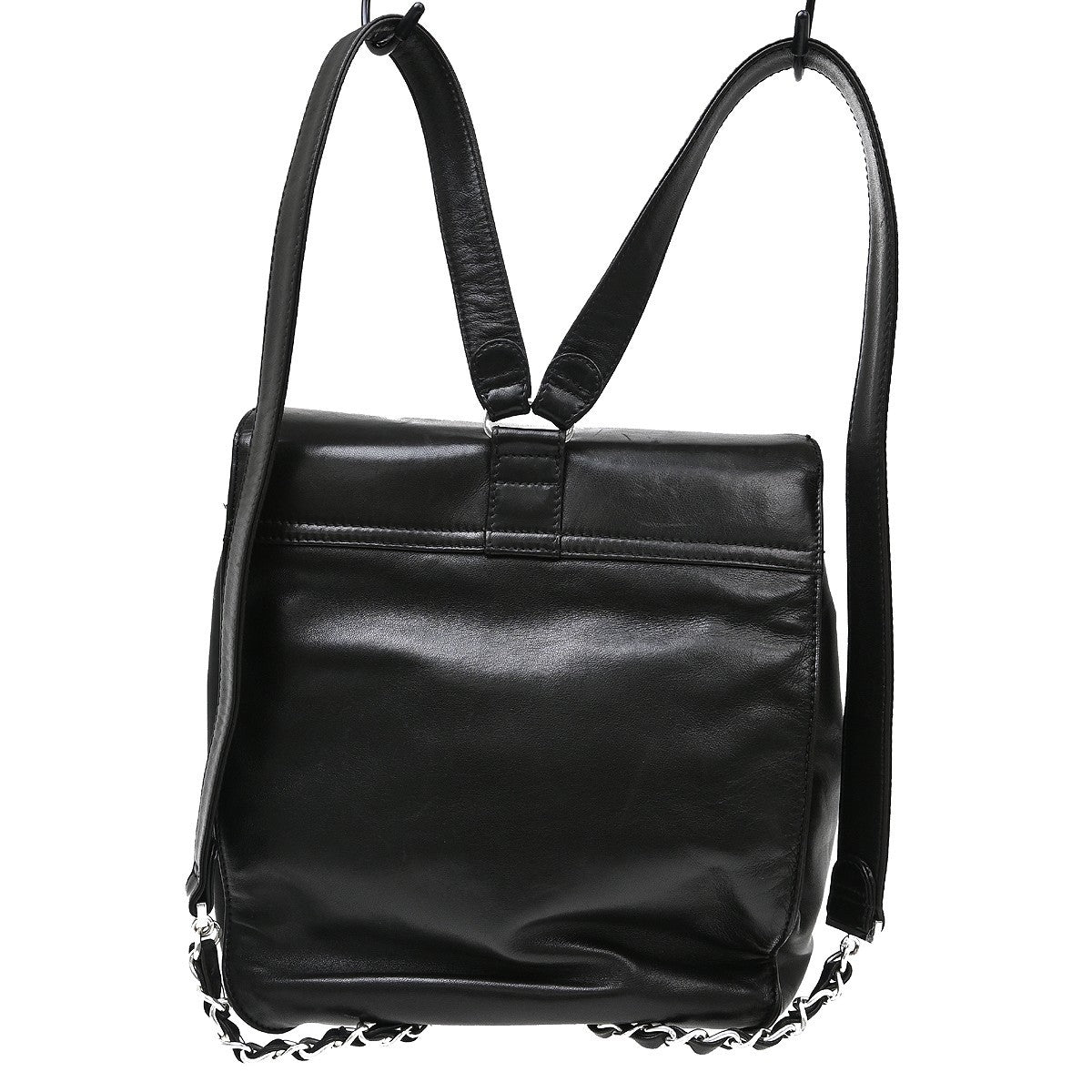 Chanel Vintage Flap Backpack Leather Black Leather Backpack Bag (Pre-Loved)