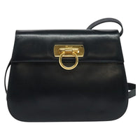 Salvatore Ferragamo Gancini Shoulder Bag Leather Navy Leather Shoulder Bag Bag (Pre-Loved)
