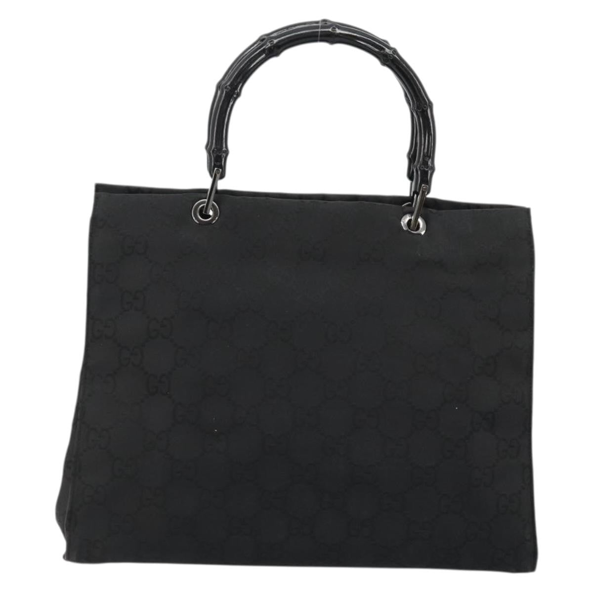 Gucci Vintage Bamboo Handle Tote Gg Canvas Black Canvas Tote Bag Bag (Pre-Loved)