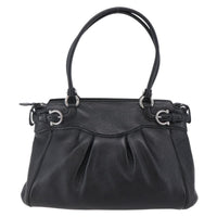 Salvatore Ferragamo Gancini Tote Leather Black Leather Tote Bag Bag (Pre-Loved)