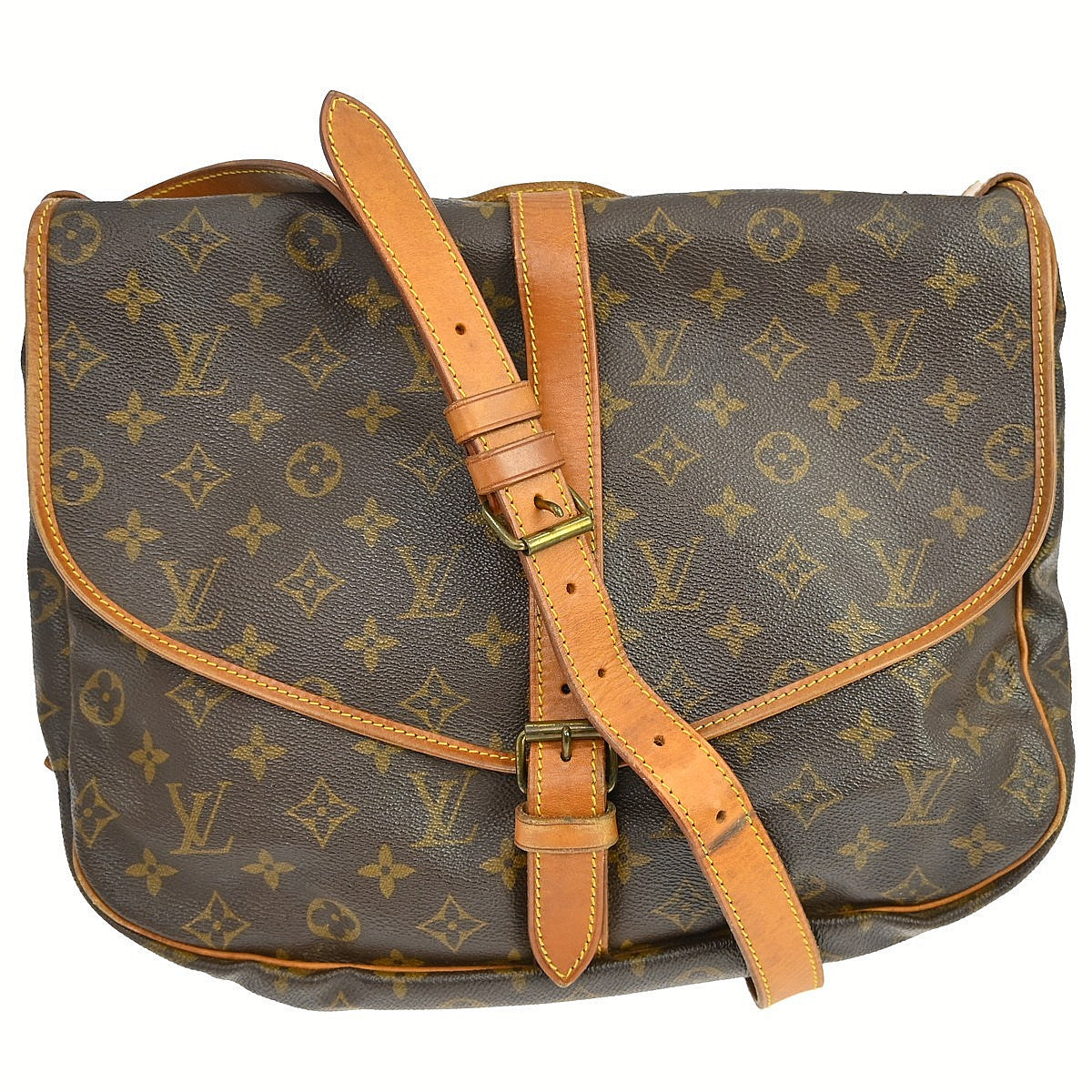 Louis Vuitton Louis Vuitton Saumur Handbag Monogram Canvas Brown Canvas Shoulder Bag Bag (Authentic Pre-Loved)
