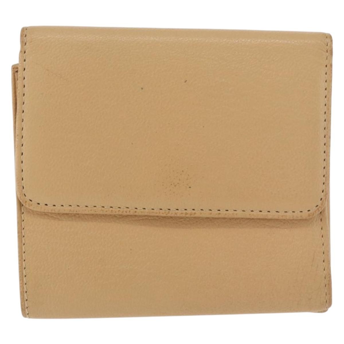 Chanel Cc Trifold Wallet Leather Beige Leather Wallets Accessory (Pre-Loved)