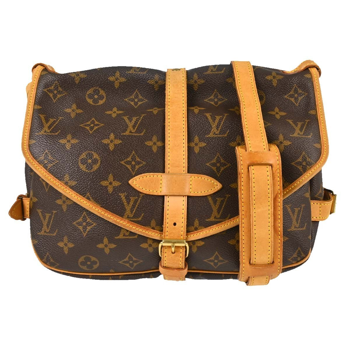 Louis Vuitton Saumur Handbag Monogram Canvas Brown Canvas Shoulder Bag Bag (Authentic Pre-Loved)