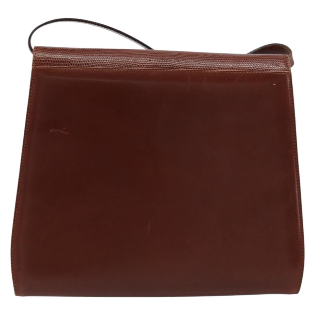 Salvatore Ferragamo Gancini Shoulder Bag Leather Brown Leather Shoulder Bag Bag (Pre-Loved)