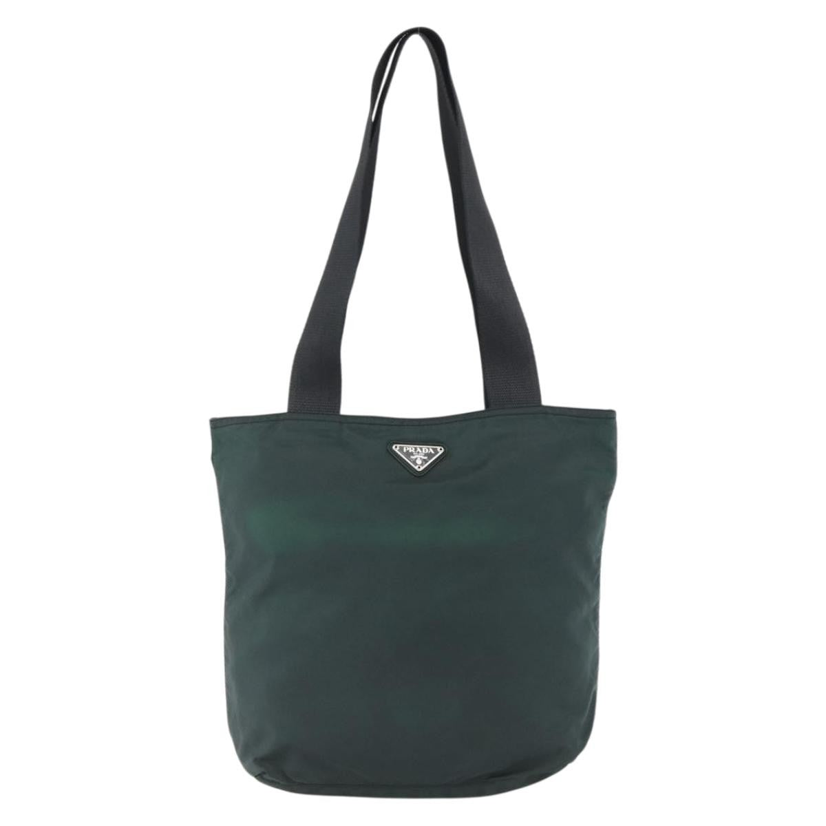 Prada Vintage Zip Tote Tessuto Green Nylon Tote Bag Bag (Authentic Pre-Loved)