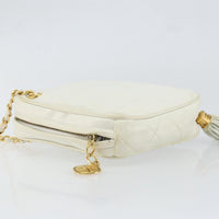 Chanel Vintage Diamond Tassel Crossbody Quilted Lambskin White Leather Clutche & Pouche Bag (Authentic Pre-Loved)