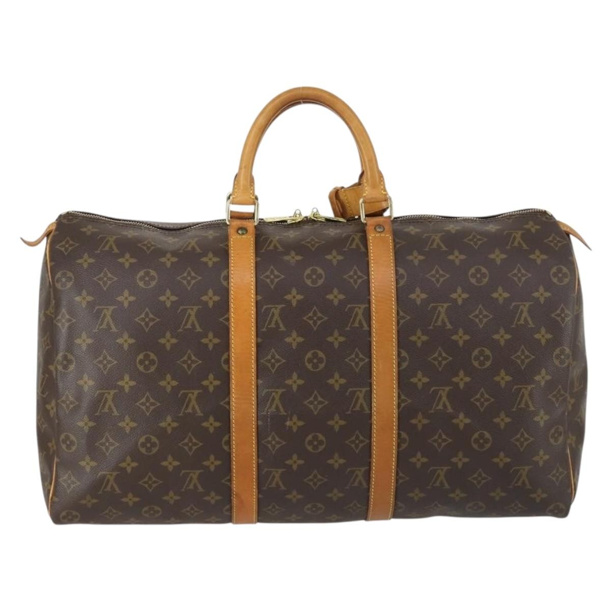 Louis Vuitton Keepall Bag Monogram Canvas Brown Canvas Travel Bag Bag (Pre-Loved)