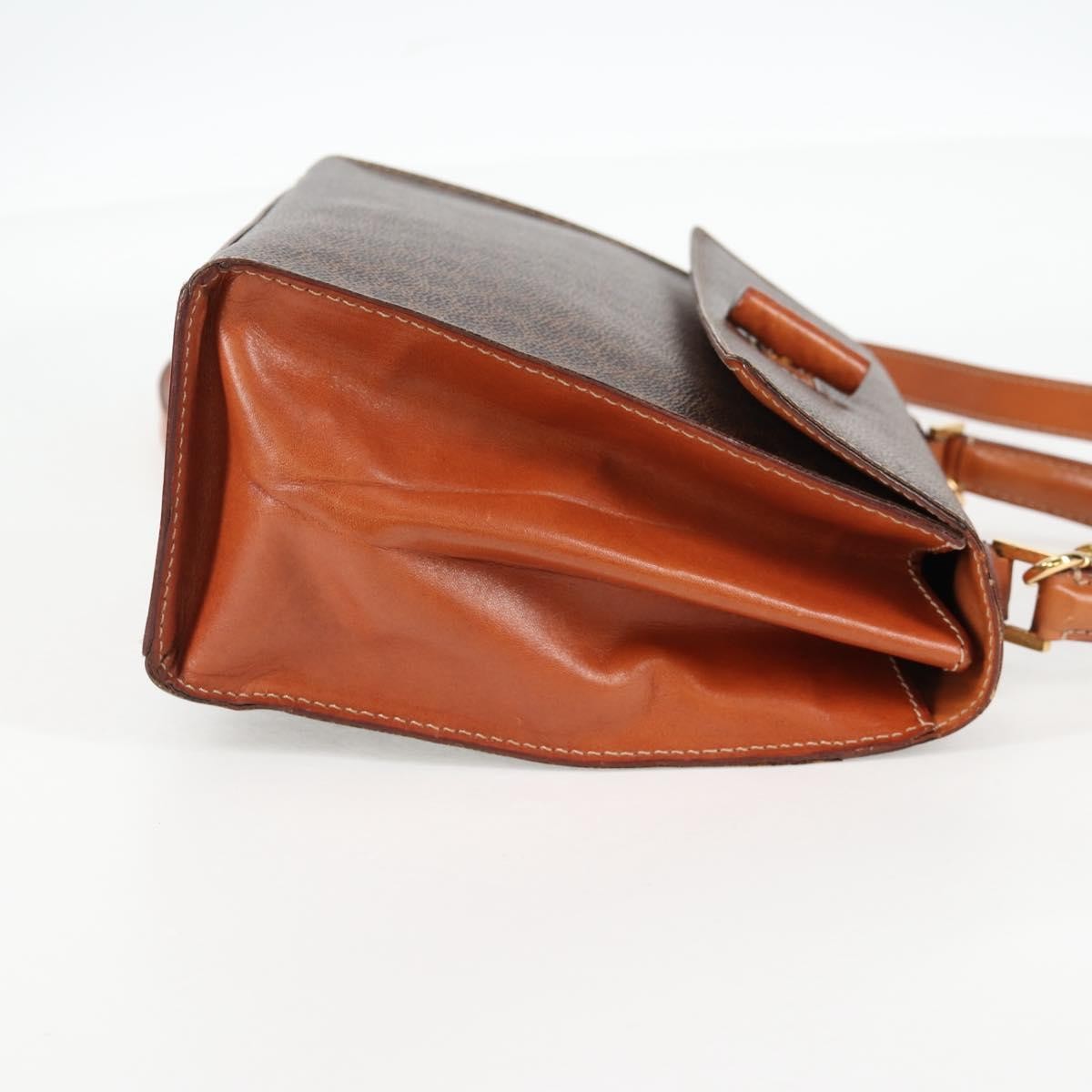 Celine Vintage Convertible Top Handle Bag Macadam Coated Canvas Brown Canvas Bag (Authentic Pre-Loved)