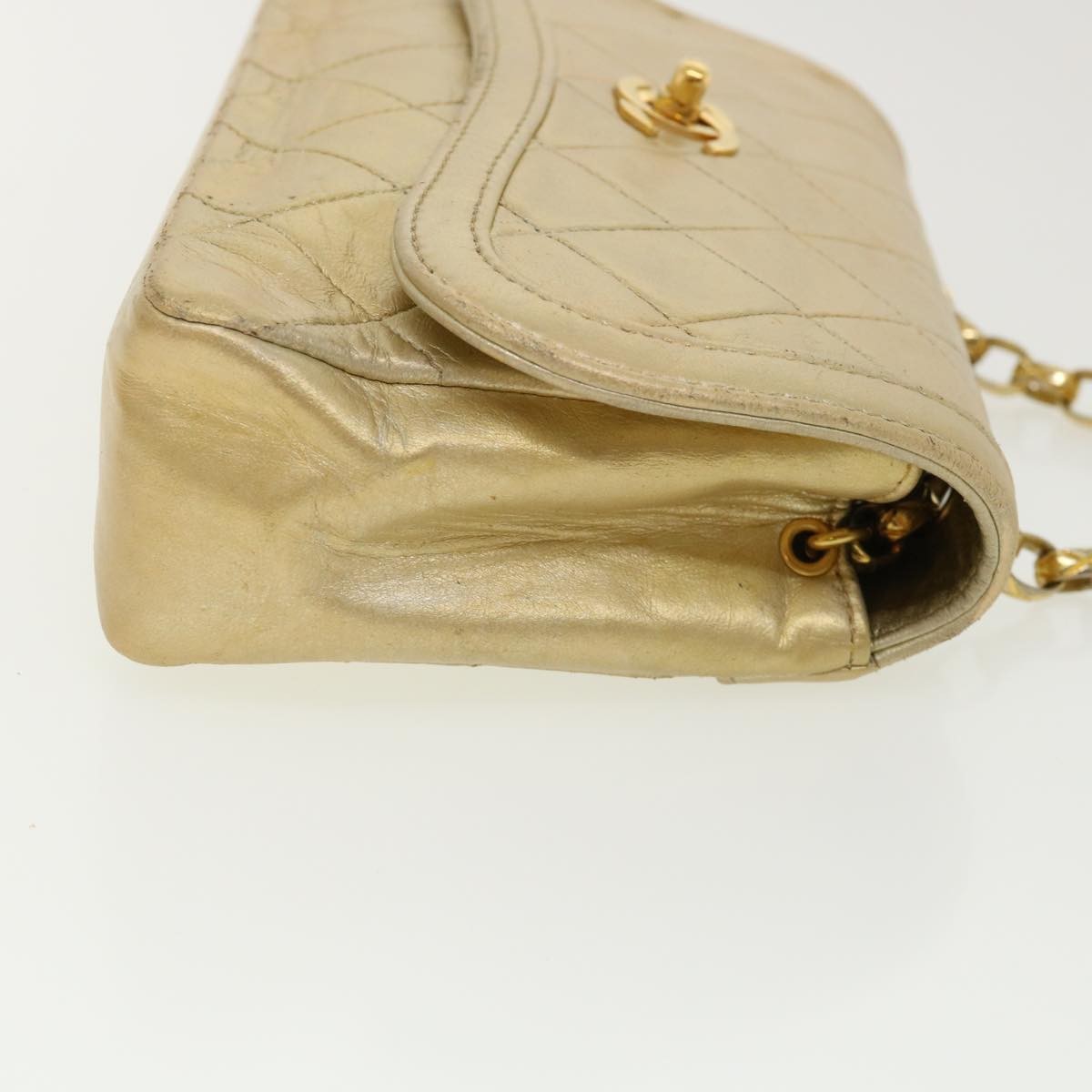 Chanel Vintage Cc Chain Flap Bag Quilted Lambskin Gold Leather Shoulder Bag Bag (Pre-Loved)
