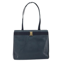 Salvatore Ferragamo Vala Tote Leather Blue Leather Tote Bag Bag (Authentic Pre-Loved)