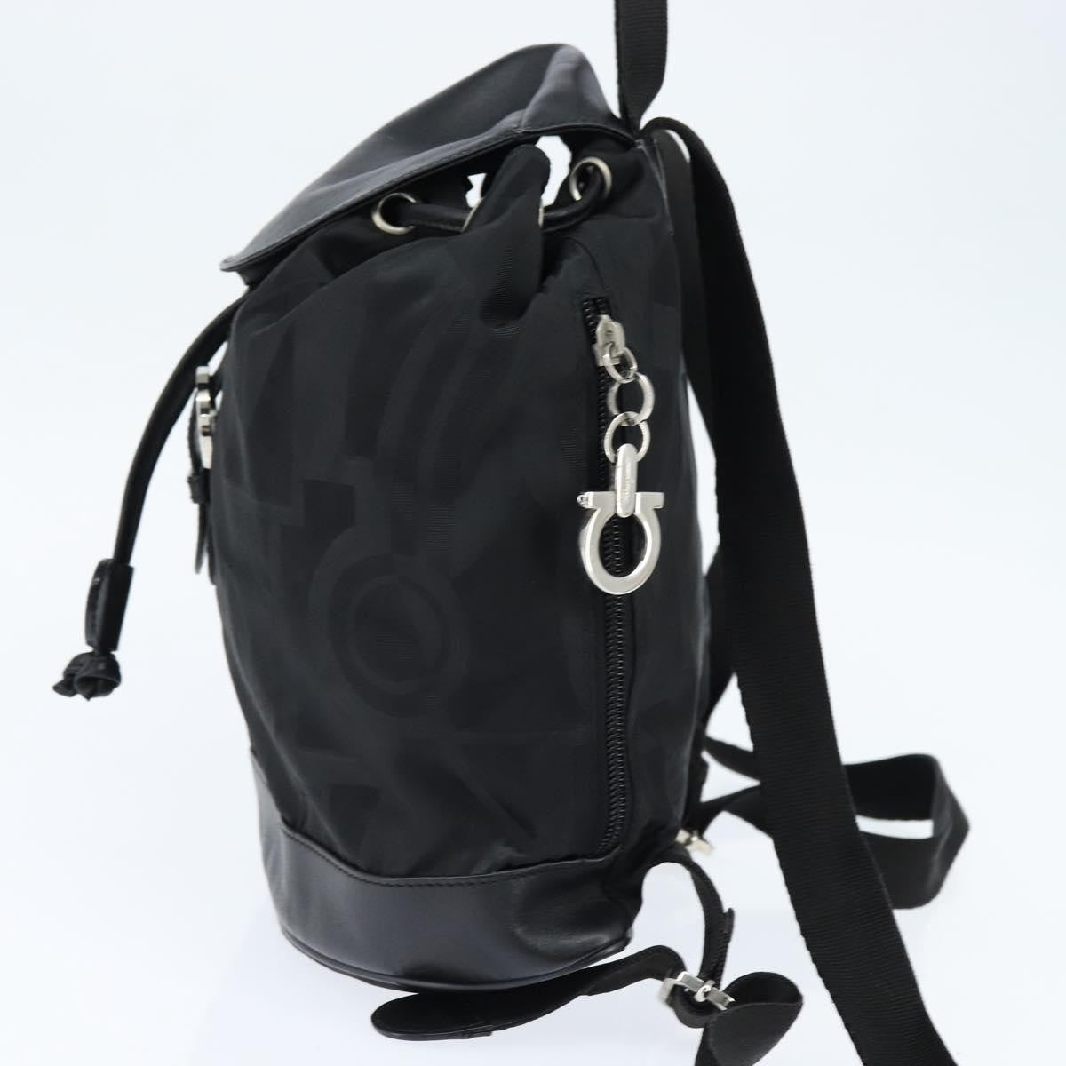 Salvatore Ferragamo Flap Buckle Backpack Printed Neoprene Black Nylon Backpack Bag (Authentic Pre-Loved)