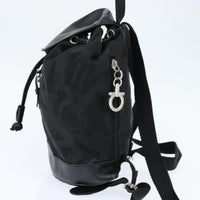 Salvatore Ferragamo Flap Buckle Backpack Printed Neoprene Black Nylon Backpack Bag (Authentic Pre-Loved)