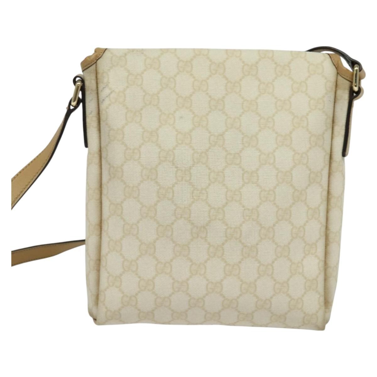 Gucci Flap Messenger Gg Coated Canvas White Canvas Shoulder Bag Bag (Pre-Loved)