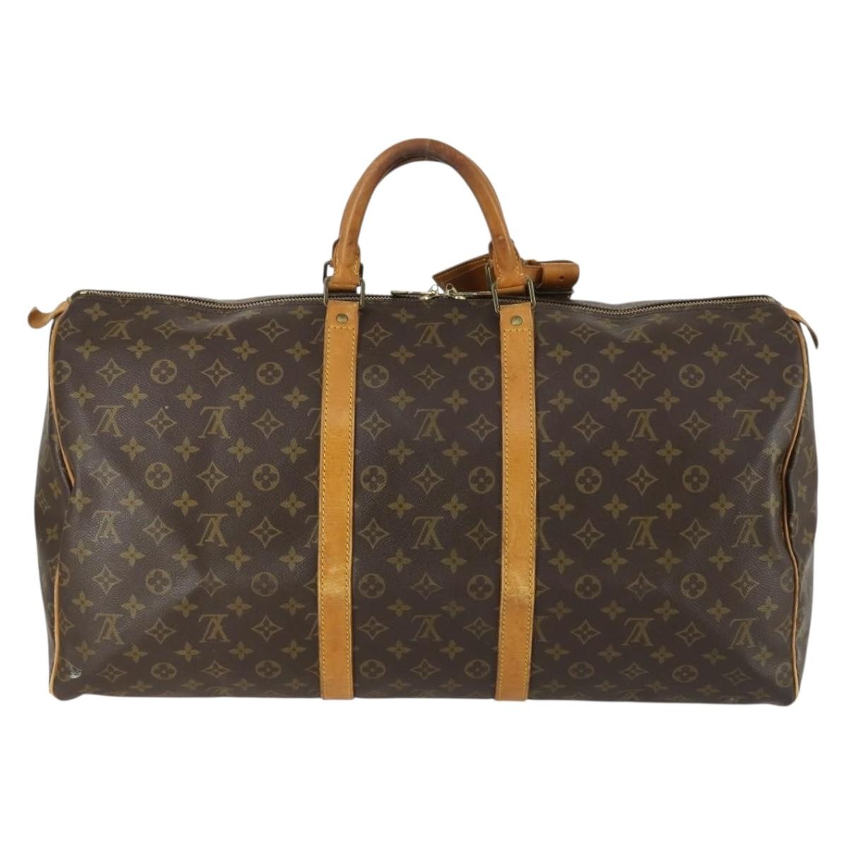 Louis Vuitton Keepall Bag Monogram Canvas Brown Canvas Travel Bag Bag (Authentic Pre-Loved)