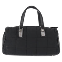 Chanel Square Stitch Boston Bag Quilted Nylon Black Nylon Travel Bag Bag (Authentic Pre-Loved)