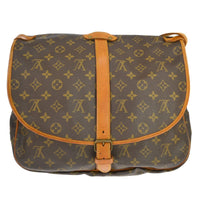 Louis Vuitton Saumur Handbag Monogram Canvas Brown Canvas Travel Bag Bag (Authentic Pre-Loved)