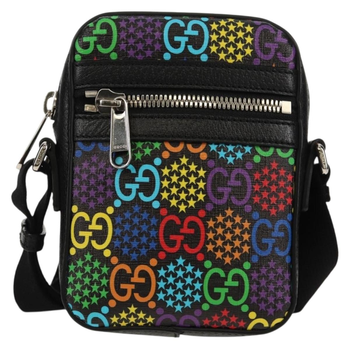 Gucci Front Zip Messenger Bag Psychedelic Print Gg Coated Canvas Multicolour Canvas Shoulder Bag Bag (Authentic Pre-Loved)