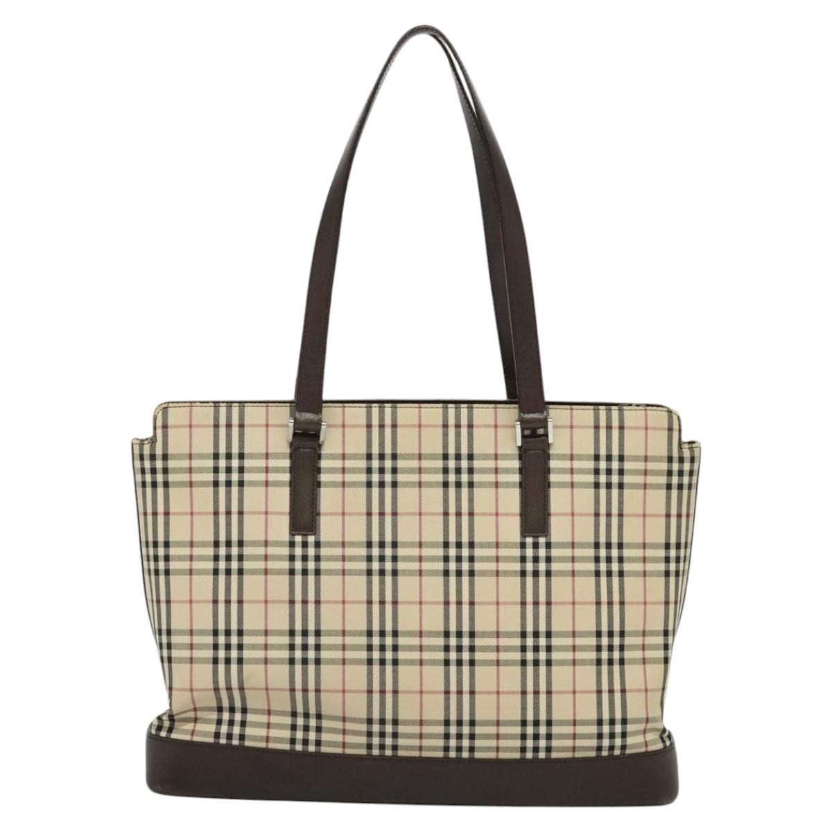 Burberry Nova Check Tote Canvas And Leather Beige Canvas Tote Bag Bag (Authentic Pre-Loved)
